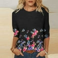 thumbnail image 1 of Hauts à Manches 3/4 pour Femmes, Mode Imprimée de Pâques, T-shirt Ample Mi-Longue, Blouse à Manches 3/4, Col Rond, Décontracté, Été 2023, en Solde, 1 of 5
