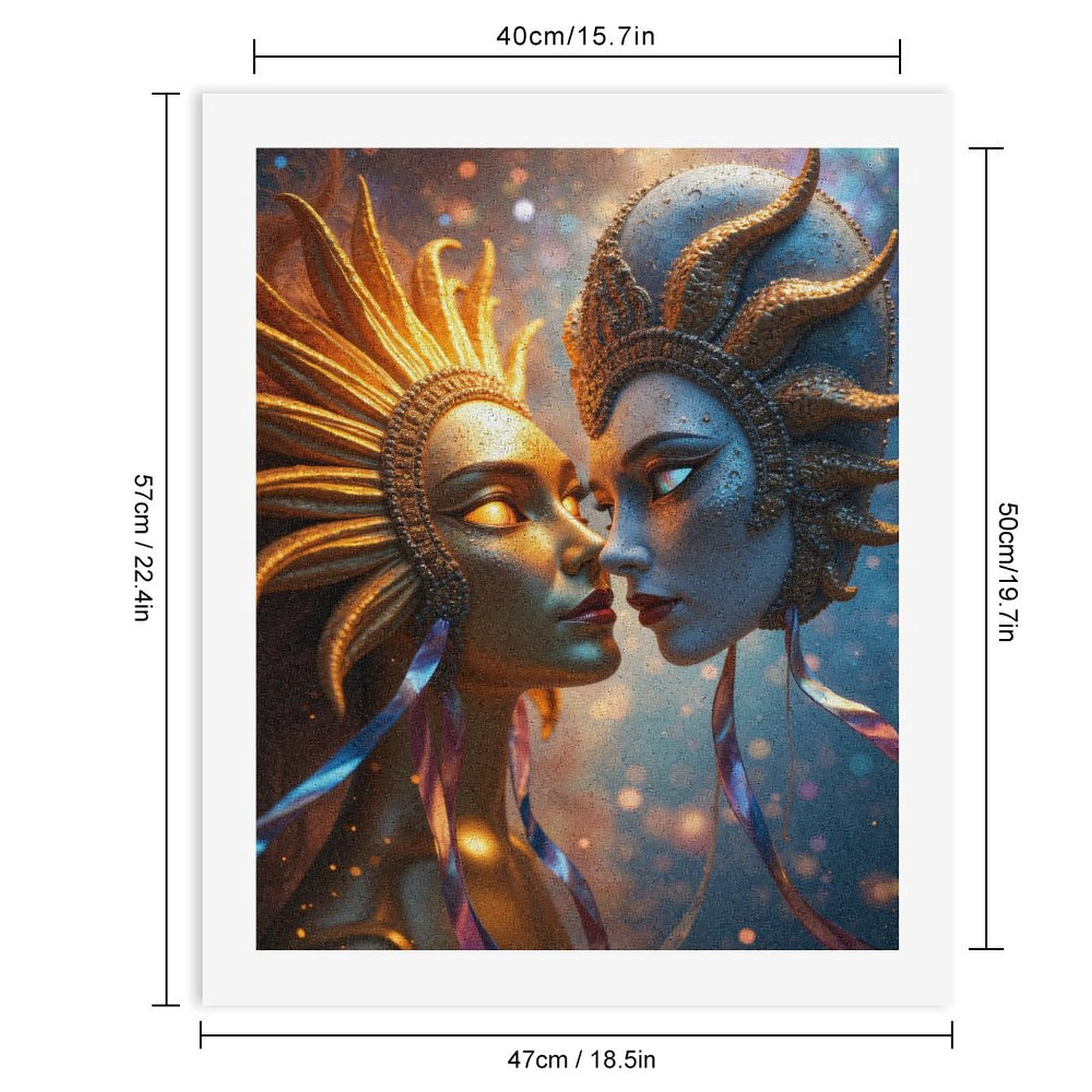 Paint By Numbers Kit for Adults Beginner - DIY Golden Sun Moon Faces Art Canvas Painting Kits for Adults, Frameless Paint By Number for Adults for Home Wall Decor 16x20 Inch