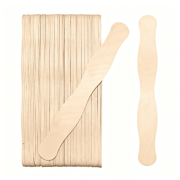 XIBUFE 55 Pcs Wooden Fan Handles 8 inch, Jumbo Craft Sticks for Wedding Programs, or Paint Mixing Crafts Home Art Projects, Classroom Art Supplies