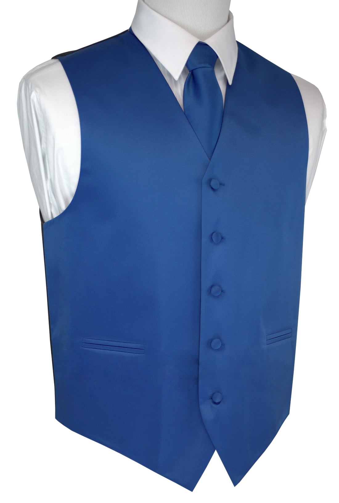 Italian Design, Men's Tuxedo Vest, Tie & Hankie Set Royal Blue