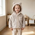 thumbnail image 6 of hengsof Toddler Boys Girls Hooded Fleece Jacket Long Sleeve Coat Cute Bear Hoodie Zip Up Fall Winter Warm Outwear with Pocket 1-5Y, 6 of 7