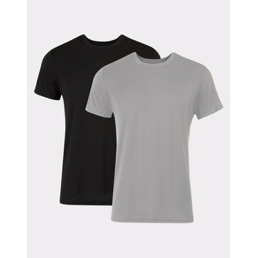 Hanes Originals Ultimate Men's SuperSoft Crewneck Undershirt, Black/Grey, 2-Pack Assorted XL