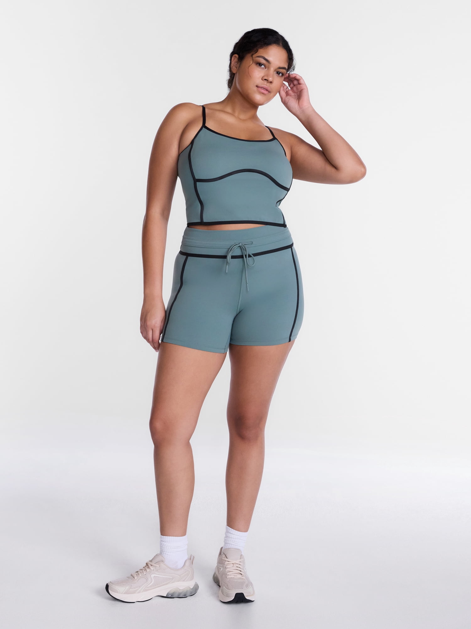 Avia Women's and Women's Plus SoftSculpt Tipped Bike Shorts, 5" Inseam, Sizes XS-4X