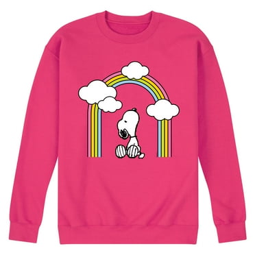 Peanuts - Snoopy Looking Up Rainbow - Men's Crew Neck Fleece Pullover
