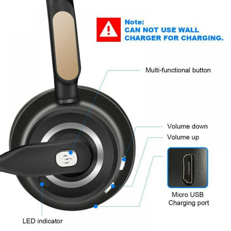 Marnana Trucker Bluetooth Headset V5.0 with Microphone & Charging Base