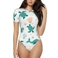 thumbnail image 2 of Goofa Turtles And Seahorses Printed Women Rash Guard Short Sleeve,Tummy control Swimsuit Surfing Swimsuit Bathing Suit One Piece Swimsuit UPF 50-Small, 2 of 9