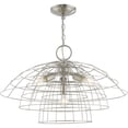 thumbnail image 3 of 4 Light Brushed Nickel Chandelier with Brushed Nickel Hand Crafted Steel Wire Cage Shade, 3 of 4