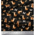 thumbnail image 2 of Soimoi Black Rayon Crepe Fabric Insect & Cat Animal Print Fabric by The Yard 46 Inch Wide, 2 of 3