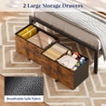 thumbnail image 5 of Fairy Twin Bed Frame with Bookcase Headboard, LED Light Strip & Charging Station, Platform Bed with 2 Storage Drawers, Rustic Brown, 5 of 8