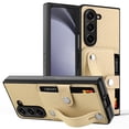 thumbnail image 2 of Elegant Choise Case with Credit Card Holder for Samsung Galaxy Z Fold 5 5G Wristband Stand Leather Phone Cover, Khaki, 2 of 13