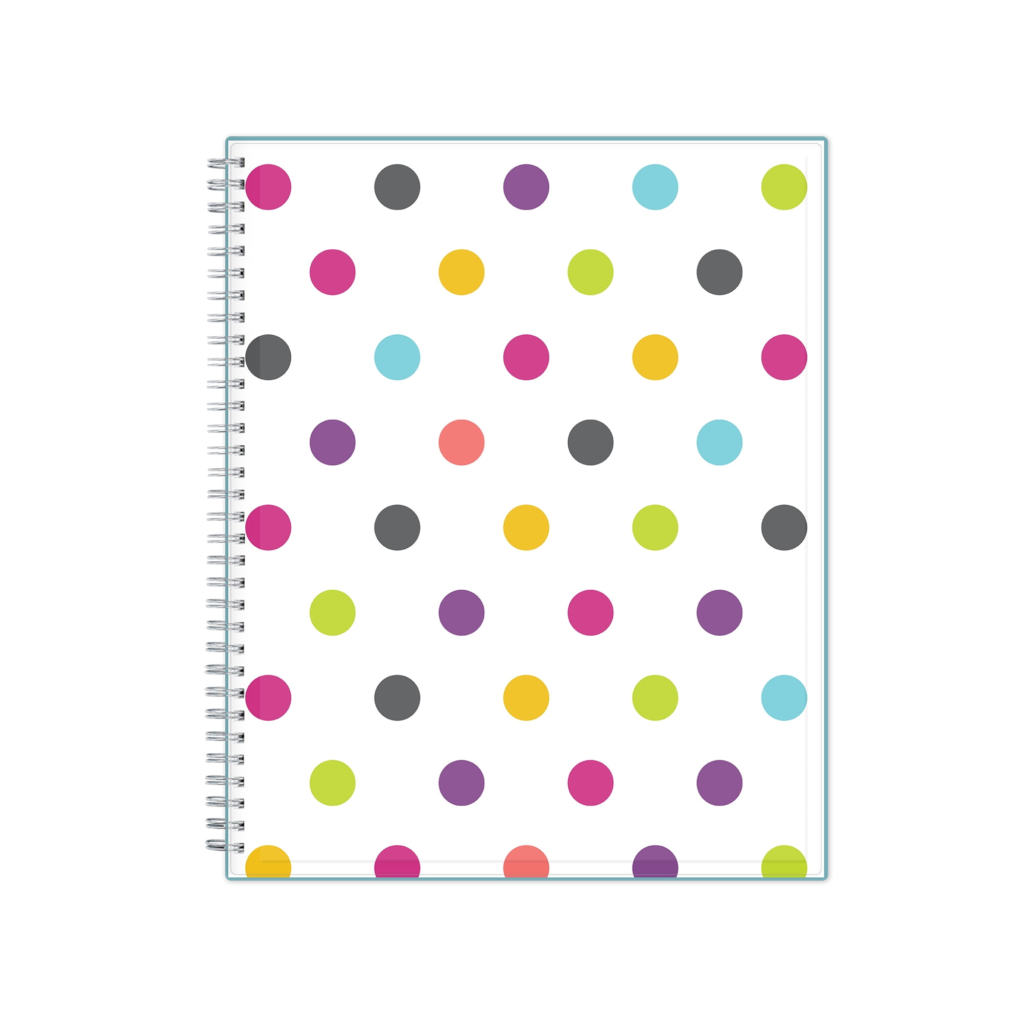 Blue Sky 2018-2019 Academic Year Teachers Monthly Lesson Planner Dots Design Flexible Cover 8.5 x 11 Stapled 