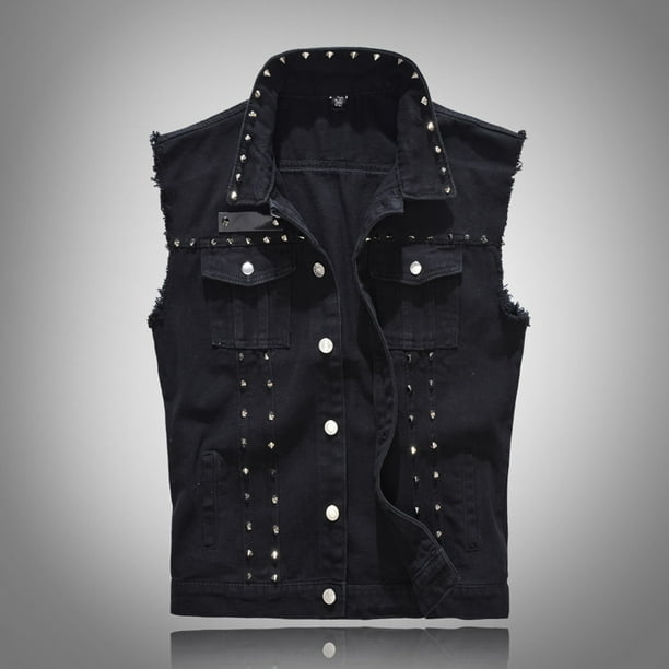 Camiseta sin mangas con cuello vuelto para hombre, de color liso, sin mangas, con solapa, de mezclilla, informal, a la moda, para hombre