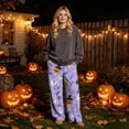 thumbnail image 2 of Fabrcox Halloween Pajamas Pants for Women Fleece Ghost Pumpkin Spider Web Sleep Pants for Women Soft Fall Winter Warm Wide Leg Lounge Pants Women, 2 of 6