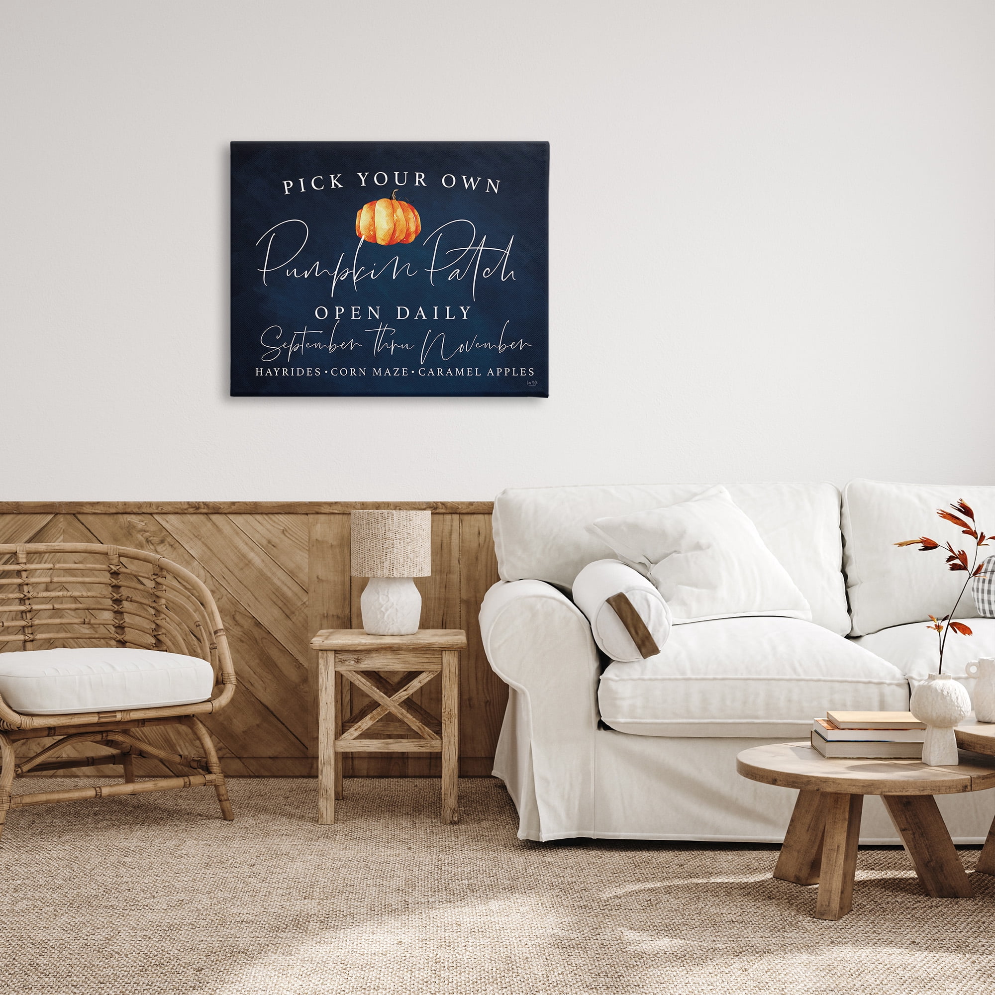 Stupell Industries Pick Your Own Pumpkins Landscape Painting Gallery Wrapped Canvas Art Print Wall Art, 40 x 30