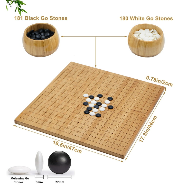 Petoto 19 X 19 Go Game Set and Chinese Chess at Back Side, Bamboo