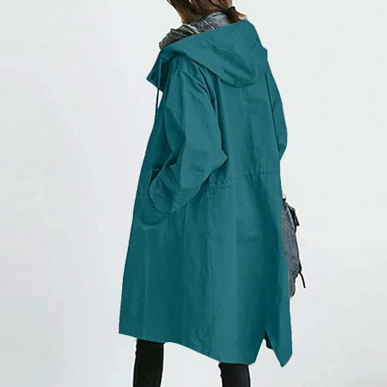 Loose Comfortable Hooded Coat Outwear Womens Elegant Windbreaker Wild Winter Women s Coat Juniors Rain Jacket Raincoats Womens Raincoat Ladies Cute