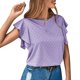 thumbnail image 1 of Gibobby Playera Corte clásico para Mujer Nueva camiseta informal manga corta con manga hueca europea y americana para mujer(Morado,M), 1 of 5