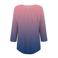 thumbnail image 5 of 3/4 Length Sleeve Womens Tops! Comdrip 3/4 Length Sleeve Womens Tops Round Neck Casual Tops Basic Pleated Shirts Loose Fit 2025 Ladies Tops Purple M, 5 of 8