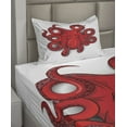 thumbnail image 2 of Ambesonne Kraken Fitted & Top Sheet Set with Sham, Octopus Animal Marine, Red, 2 of 4