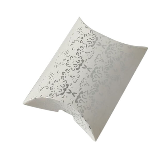 Youkk 50 Pieces Pillow Candy Box Wedding Party Celebration Chocolates Favors Cookies Snacks Present Gifts Package for Silver Pattern