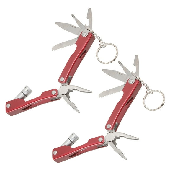 STOBOK Red Stainless Steel Multitool with LED Flashlight for Home Use and Outdoor Emergencies Compact Design