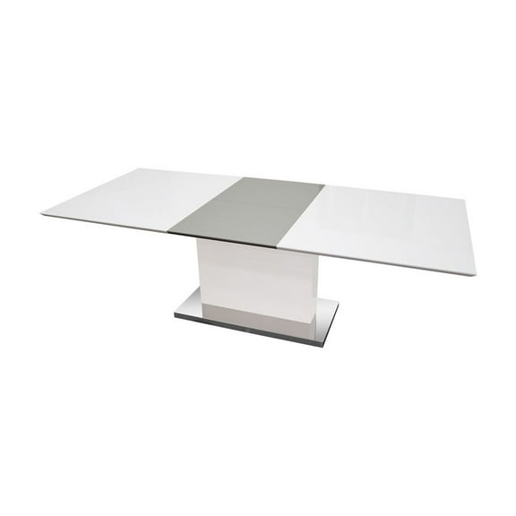 Best Master Furniture Alaskan Extendable High Gloss Dining Table in White/Gray