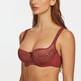 thumbnail image 4 of MELENECA Balconette Underwire Sexy Lace Bra for Women Cabernet Red 44DD, 4 of 6