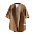 thumbnail image 1 of Yuyuzo Plus Size Mens Button down Shirts Short Sleeve Fall Casual Loose Comfy Solid Color Blouses, 1 of 4