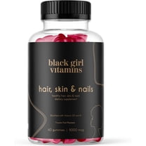 Black Girl Vitamins Hair, Skin & Nails Gummies – Biotin, Zinc, Vitamin A & E, 60ct
