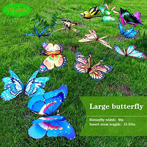 Fenely Giant Butterfly Garden Stakes Decorations Outdoor 3d Butterflies Lawn Decorative Yard Decor Patio Accessories Ornaments Pvc Gardening Art Christmas Whimsical Gifts Pack Of 24 - Walmartcom