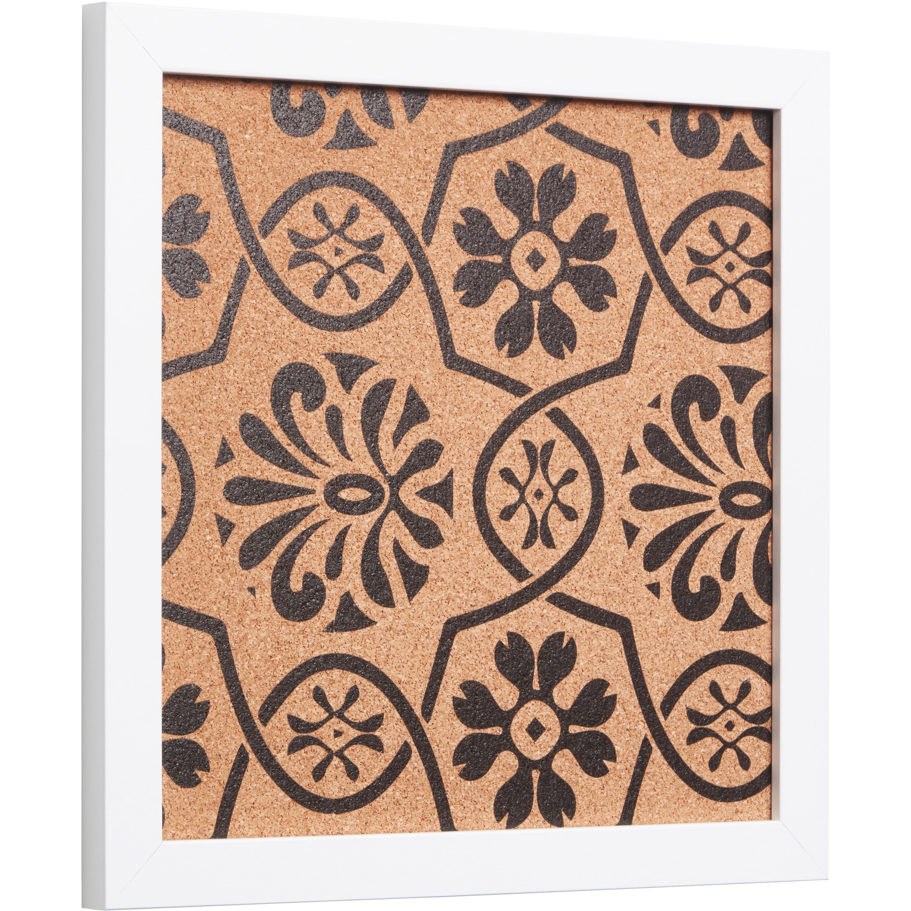 Craig Frames Decorative Cork Bulletin Board, 12x12 Inch, White Frame with Floral Pattern