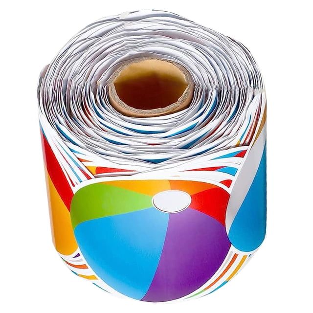 1 Roll of Bulletin Board Border Sticker Colorful Beach Ball Sticker Beach Party Decorative Sticker