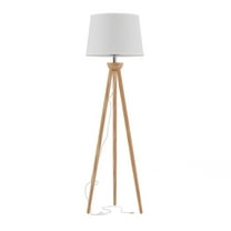 Lavish Home Tripod Floor Lamp – LED Standing Light with Oak Wood Base