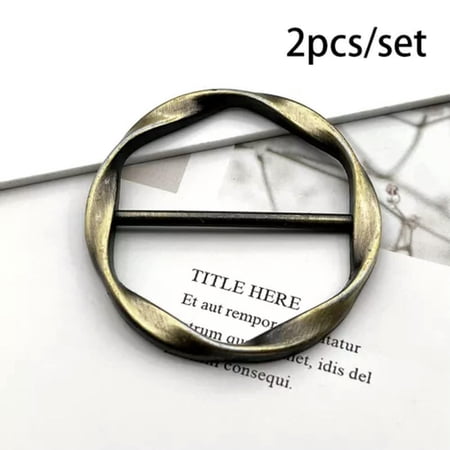 K-KED 2PCS Women Girls Tie T-Shirt Buckle Ring Metal Clothes Clip Scarf Brooch Gift-Bronze-2Pcs