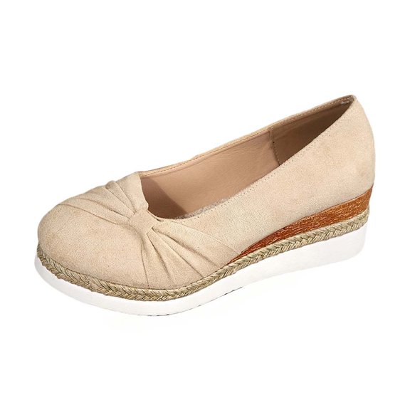 oqasdz Women Casual Shoes Elegant Thick Soft Sole Slip On Heel Dressy Shoes with Bowknot Upper Design Comfortable Trendy Versatile Summer Outdoor