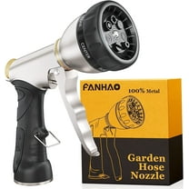 FANHAO Heavy Duty Metal Hose Nozzle, High Pressure Watering Nozzle with 7 Spray Patterns for Garden