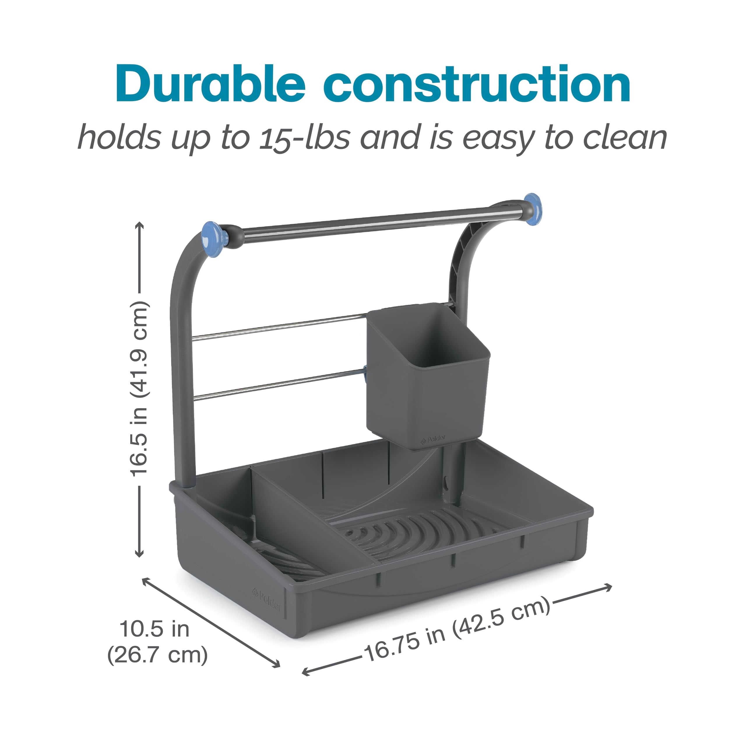 Polder Under Sink Storage Caddy, Kitchen and Bathroom Organization and Storage with Tray, Easy-to-Assemble, 16.75" x 10.5" x 16.5"