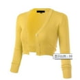 thumbnail image 2 of Tongliya Ladies Solid Color Buttoned High Waist 3/4 Sleeve Short Cardigan Top Yellow_M, 2 of 15