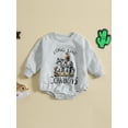 thumbnail image 2 of Seyurigaoka Infant Baby Girl Boy Spring Jumpsuit Long Sleeves Round Neck Cow Letter Print Romper Tops for 3-24 Months Toddler Kids, 2 of 9