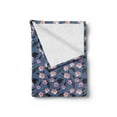 thumbnail image 2 of Exotic Soft Flannel Fleece Throw Blanket, Hibiscus Monstera Leaves Palms Island Foliage on Polka Dots, Cozy Plush for Indoor and Outdoor Use, 50" x 70", Pale Pink Slate Blue, by Ambesonne, 2 of 5