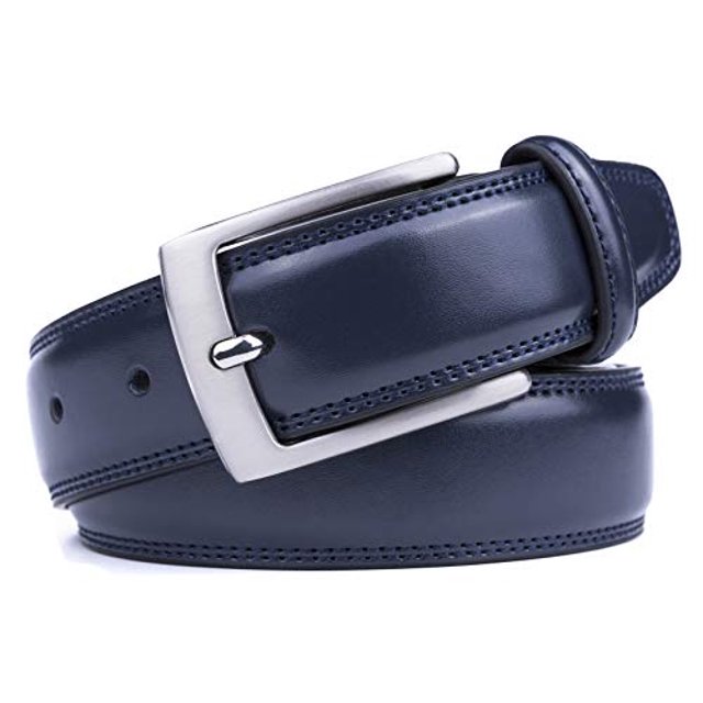 Milorde's Men Genuine Leather Belt with Single Prong Buckle, Fashion & Classic Design for Dress and Causal (Size 36 (Waist 34), Basic Navy) MILORDE MILORDE