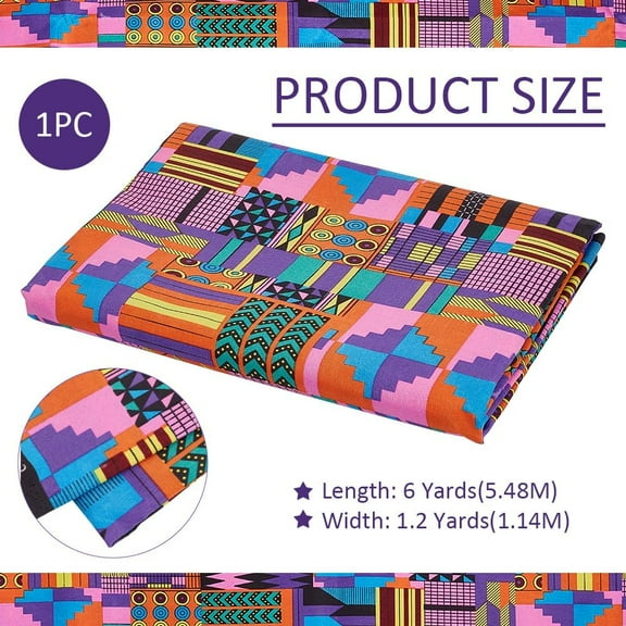 6 Yard African Polyester Wax Prints Fabri 44.8inch Wide Geometric Printed Polyester Fabric Patchwork Kente Fabric Garment Accessories for Dress Costume Decor DIY Crafts