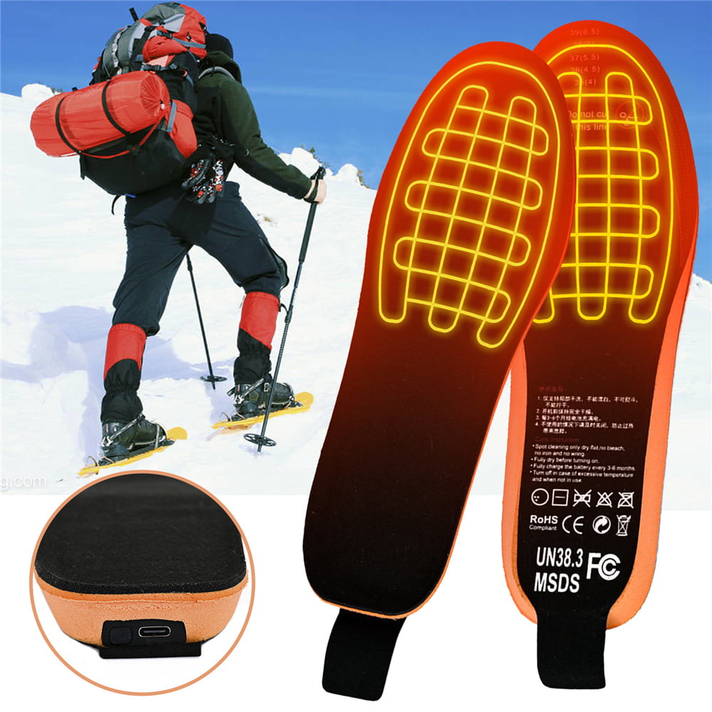USB Charge Electric Feet Heated Shoe Boot Insoles Inserts Sock Snow Foot Warm 5X 