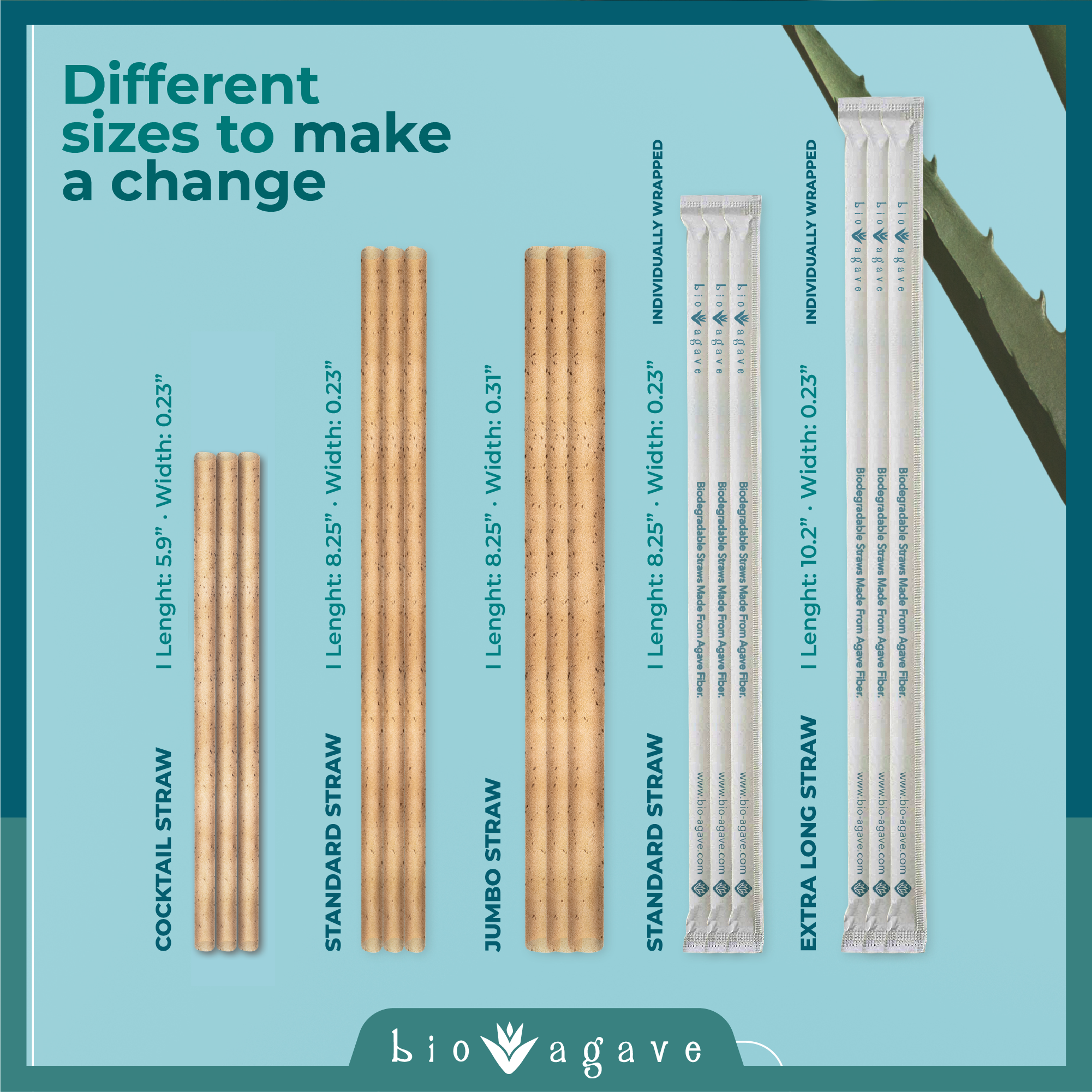 Buy Bio Agave 150 Pack Biodegradable 8 1/4 Standard Straws Made From