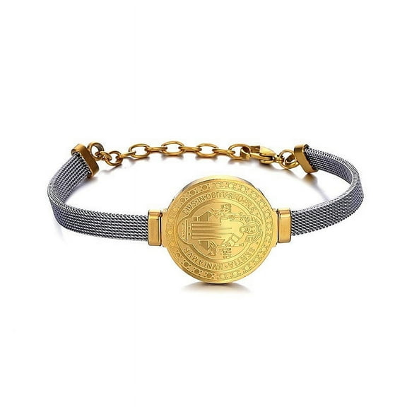 Luxury Father Saint Benedict 14K Yellow Gold Bracelets Bangles Female punk Forever Lovely Charm watch Bracelet For Women Jewelry