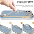 thumbnail image 2 of for iPhone 12 Case, Cute Heart Design Wristband Lanyard Cross Body Strap Electroplated Camera Protection Shockproof Protective Case Women Girls for iPhone 12 6.1"-Grey, 2 of 16