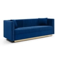 thumbnail image 6 of 78" Velvet Loveseat Sofa, Modern Vertical Channel Tufted Accent Sofa with Button Tufted and 2 Pillows, 2 Seater Upholstered Cloud Couch for Living Room, Apartment, Office, 900LBS, Blue, 6 of 6