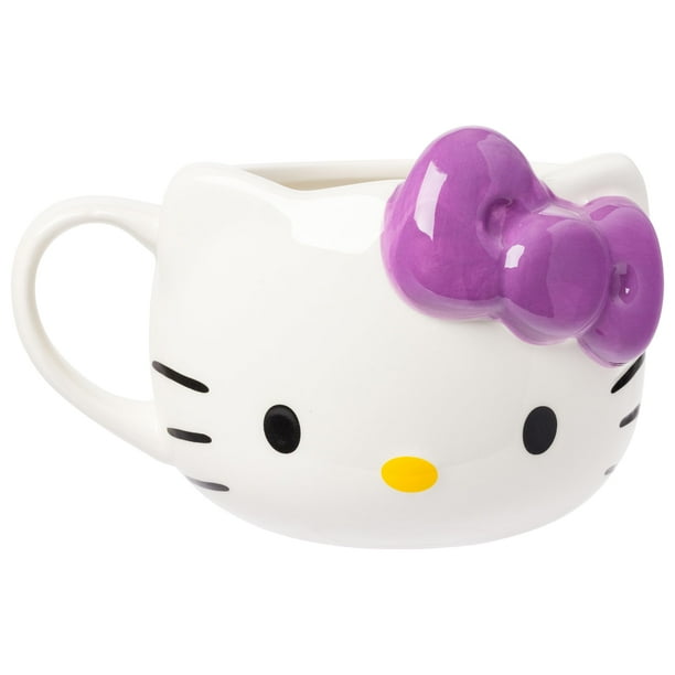 Taza Silver Buffalo Sanrio Hello Kitty de cerámica, 600 ml, con lazo morado
