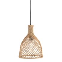 Kouboo Bottle Cane Rib Open Weave Pendant Lamp, Pendant Hanging Light Fixture For Kitchen, Dining Room, Hallway, Natural