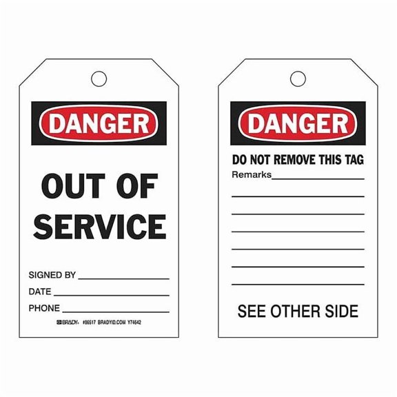 Brady Danger Tag,7 in H,4 in W,Polyester,PK10 86517